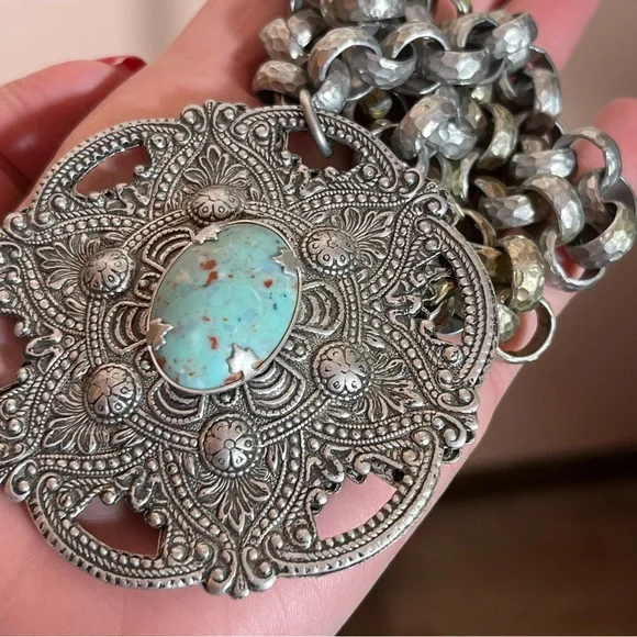 Vintage Antique Art deco Victorian Festival Silver Goth Medieval Goth necklace - Picture 16 of 16